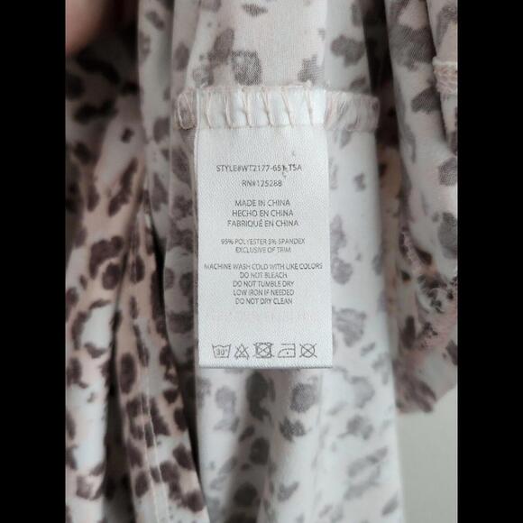 Tahari Teddy Night Gown Short Large Lace Pink Leopard Print - Picture 5 of 8